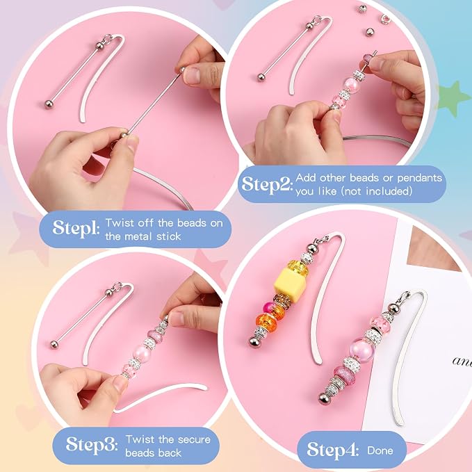 Dunzoom 8 Pcs Beadable Bookmarks DIY Metal Blank Bar Bookmark - Image 5