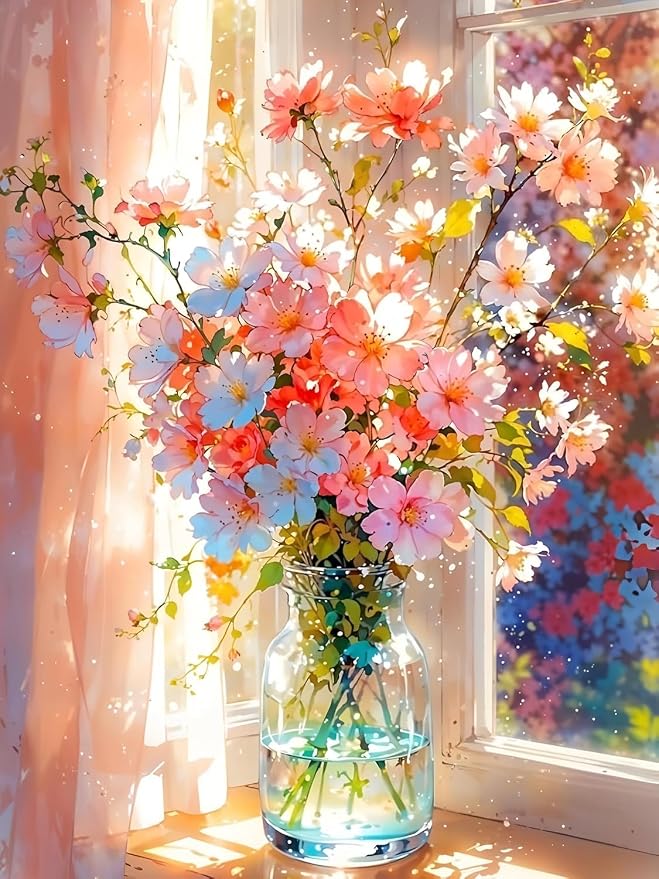 Stamped Cross Stitch Kits – Flower Embroidery Starter Kit by Unknown