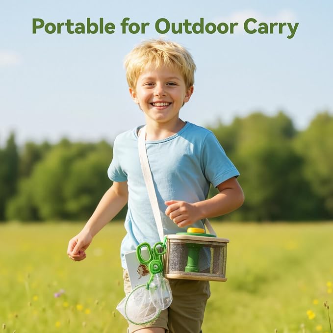 Wooden Bug Catcher for Kids, 360° Rotating Magnifier, Insect Explorer kit - Image 5