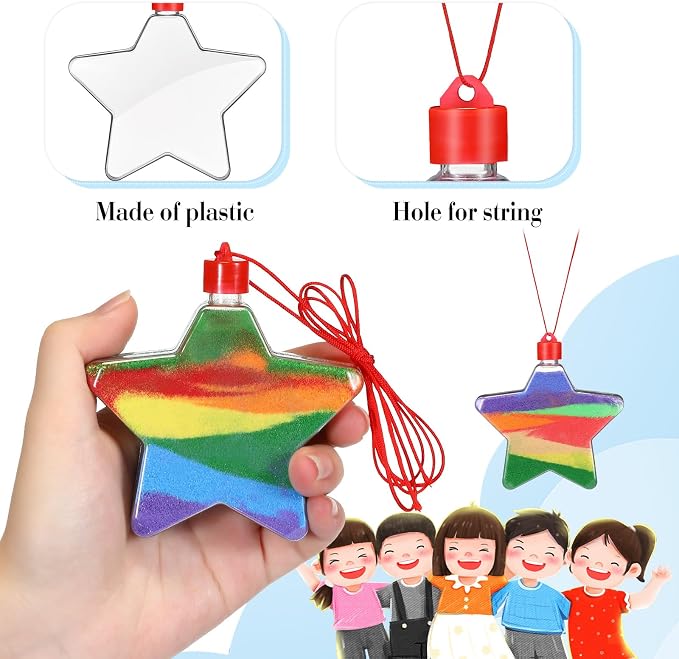 Yinkin 50 Pcs Sand Art Bottle Necklaces DIY Sand Art Craft Kit - Image 3