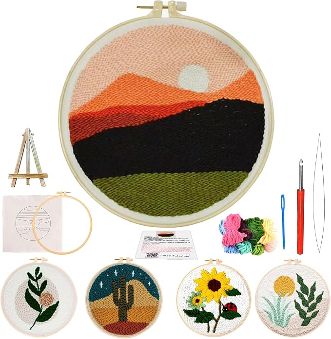 PYHIRRY Punch Needle Kits Adults Beginner Sunset by PYHIRRY