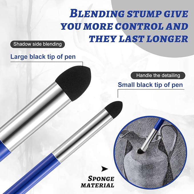 Kosiz 12 Pcs Blending Sponge Pen Double Headed Rub and Buff Washable Sketch - Image 5