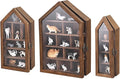 Ikee Design 3 Pcs Set Wall-Mounted House-Shaped Wooden Shadow Cubby Box Display by IkeeDesign