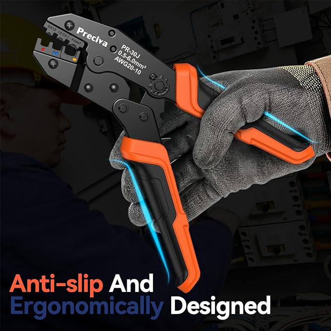 Wire Terminals Crimping Tool Kit with New Handle Design, Preciva AWG20-10 Insulated Ratcheting Crimper Tool with 370PCS Insulated Wire Connectors (USRC50371)