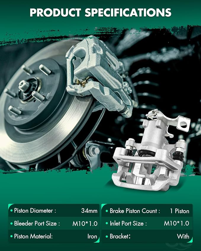 SCITOO 19B6789A Rear Left Disc Brake Caliper w/Bracket Fit For Kia For Soul 2014-2018, Single Piston