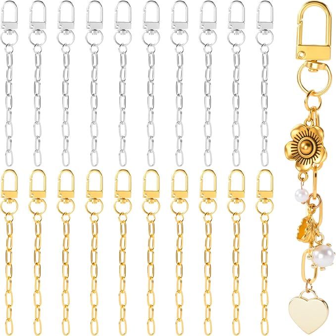 Hzopcw 20pcs Keychain Making Kit, Key Ring Swivel Snap Hook Chains, Extender by Unknown