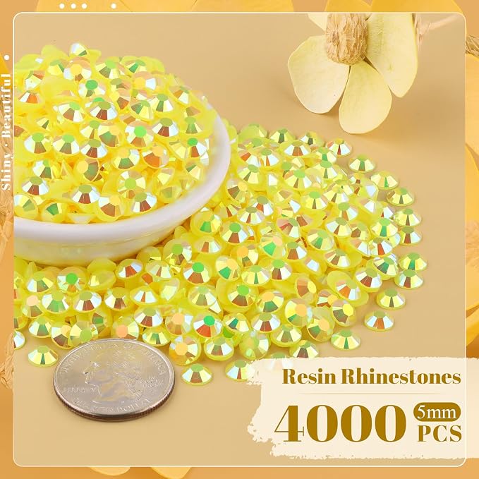 4000PCS 5mm Resin Jelly Rhinestones in Bulk, Bedazzling Flatback Crystals - Image 2