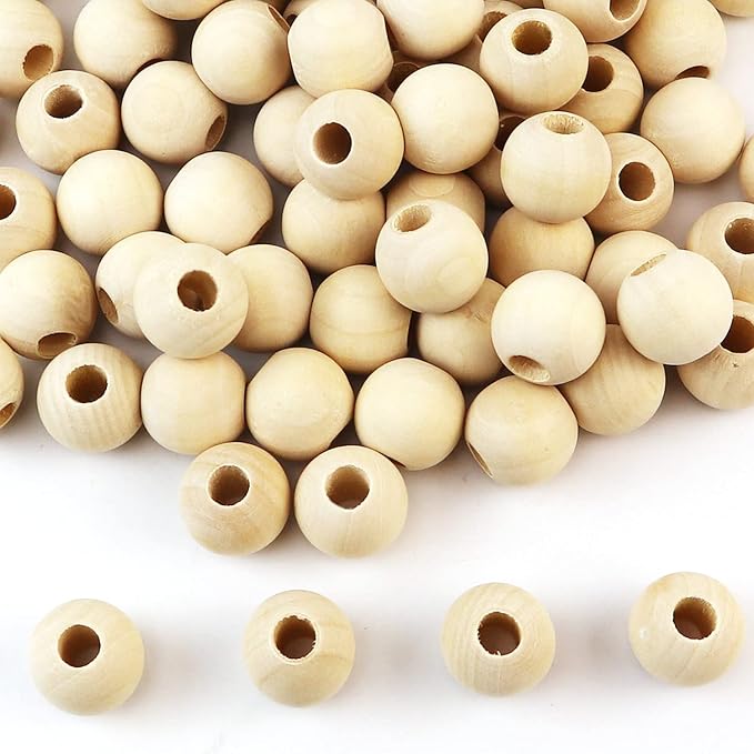 100pcs DIY 18mm Natural Wood Beads Unfinished Round Wooden Loose Spacer Beads - Image 4