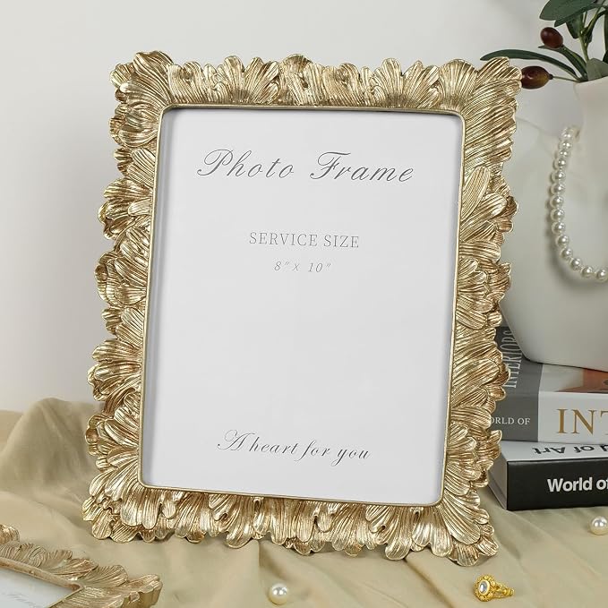 Cuspin 8x10 Picture Frame Vintage Gold Frames, Elegant Photo Frame - Image 3