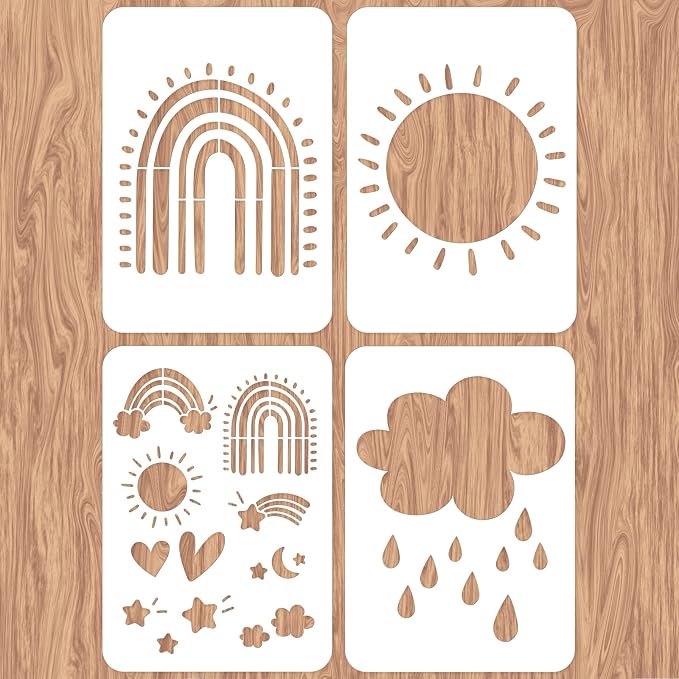 INFUNLY 4pcs Rainbow Wall Stencils by INFUNLY