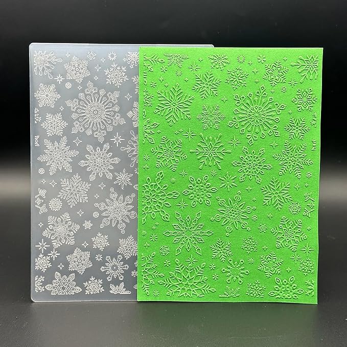 3D Plastic Embossing Folder Template Christmas Diverse Snowflakes Texture 5x7 - Image 8