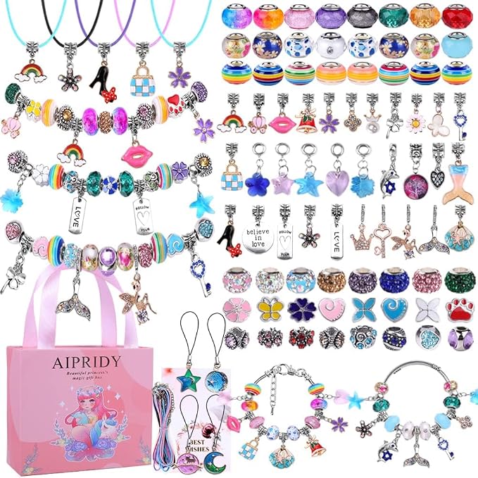 AIPRIDY Charm Bracelet Making Kit, Unicorn Mermaid Crafts Gifts Set Can - Image 8