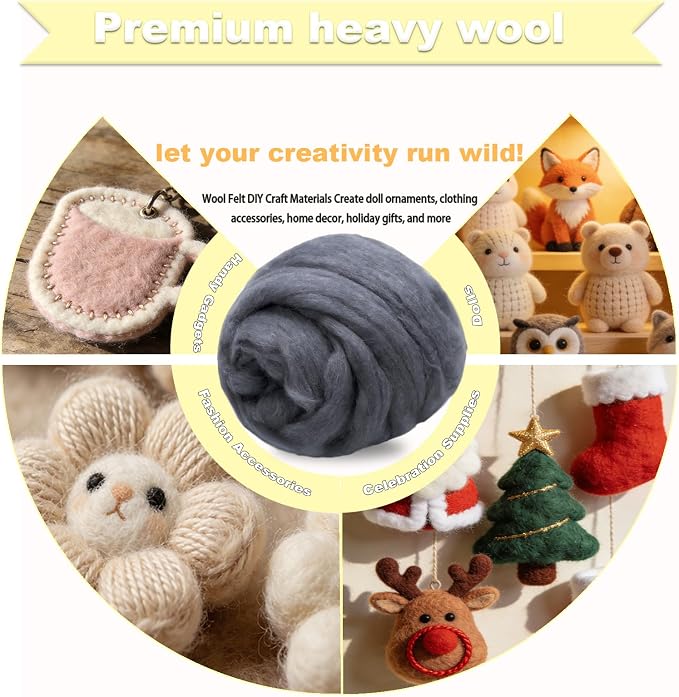 Wool Roving-3.5oz Needle Felting Wool, Soft Multi-Color Wool Fiber, Perfect - Image 3