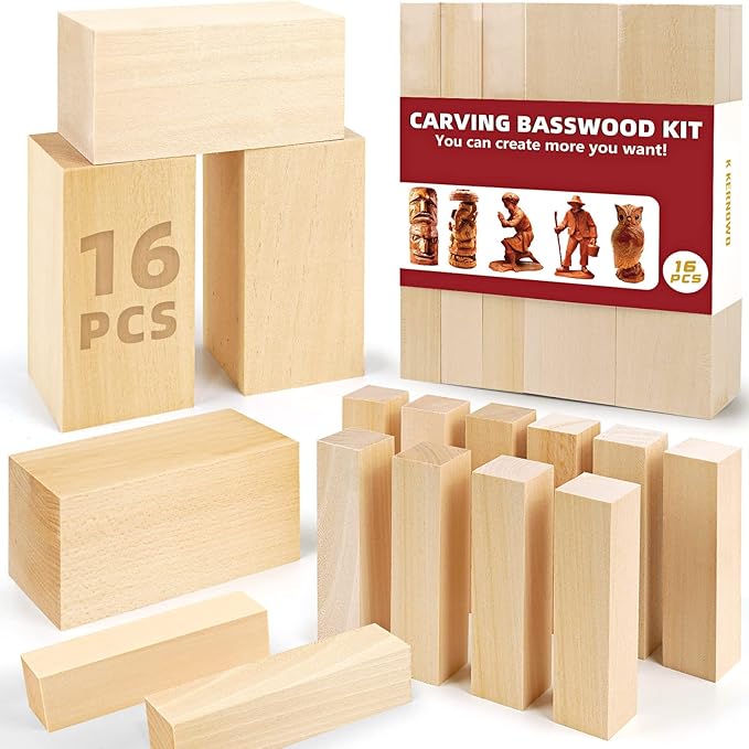Basswood Carving Blocks, for Kids and Adults by KKERNOWO