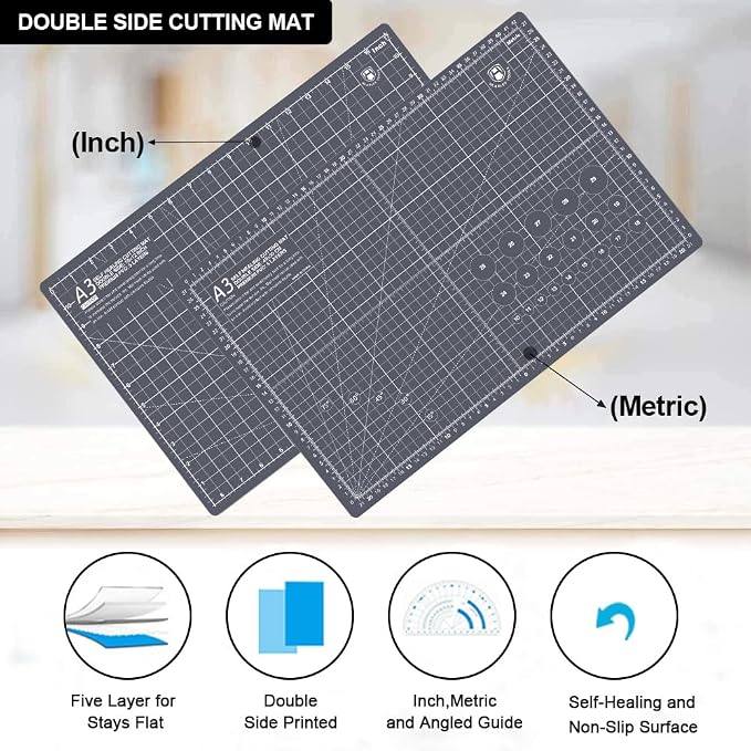 Headley Tools 18"x12" Thickened Self Healing Cutting Mat, A3 Rotary Cutting - Image 4