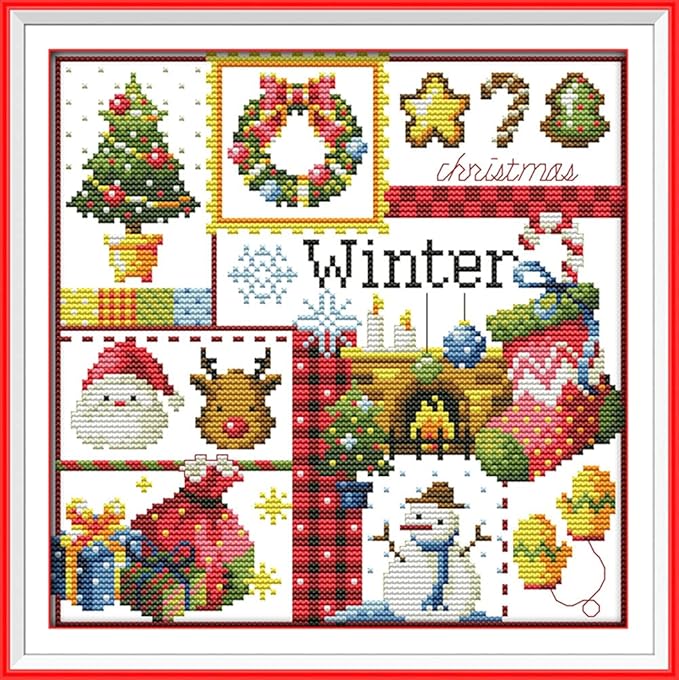 Awesocrafts 4 Pack Cross Stitch Kits, Four Seasons Easy Patterns Cross - Image 5