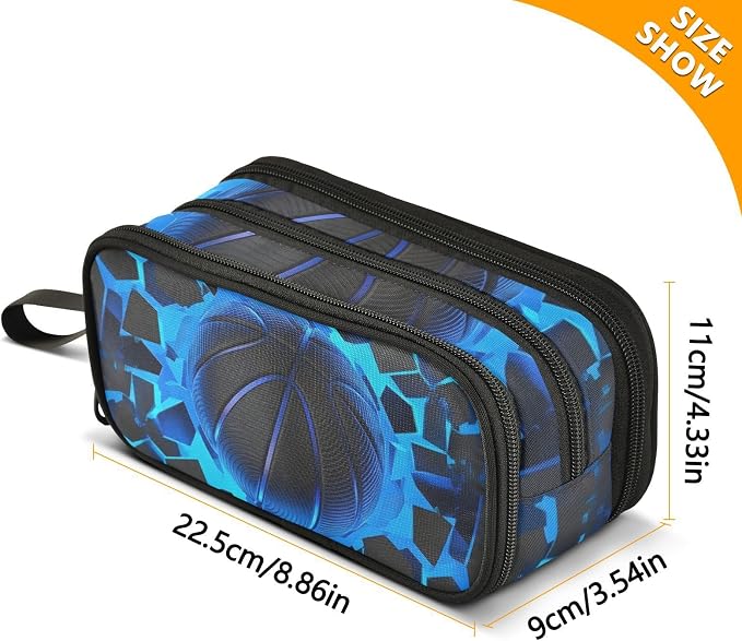 3d Basketball Blue Lighting Pencil Case Box Boys Girls Large Pencil Pouch - Image 6