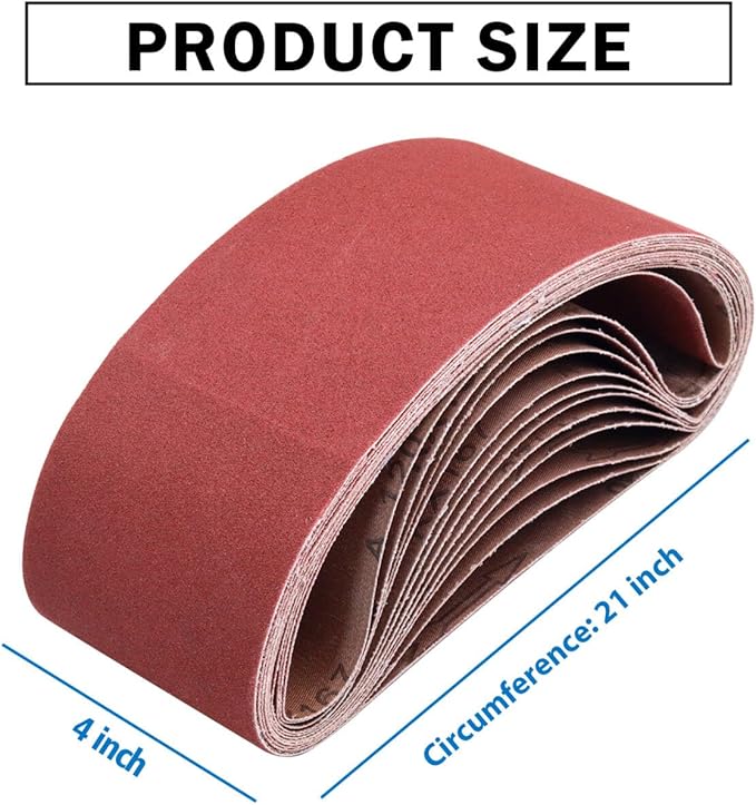 24 Pcs 4 x 21 Inch Sanding Belts, 120 Grit Sanding Belts for Belt Sander, 4x21 Aluminum Oxide Sanding Belts for Wood Furniture (4x21in, 120 Grit)