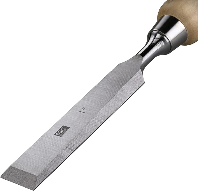 6 Piece Bevel Edge Wood Chisel Set 1/4 inch(6mm), 3/8 inch(10mm), 1/2 inch(12mm), 5/8 inch(16mm), 3/4 inch(20mm), 1 Inch(26mm) with Hornbeam Handles and Stainless Steel Ferrules