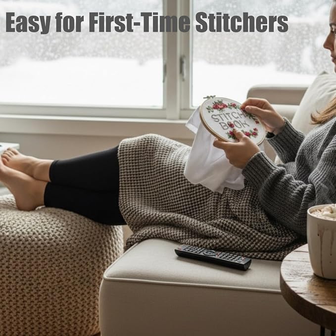 TenDawn Basic Embroidery Starter Kit – 12 Essential Stitches, Fabric Practice - Image 7