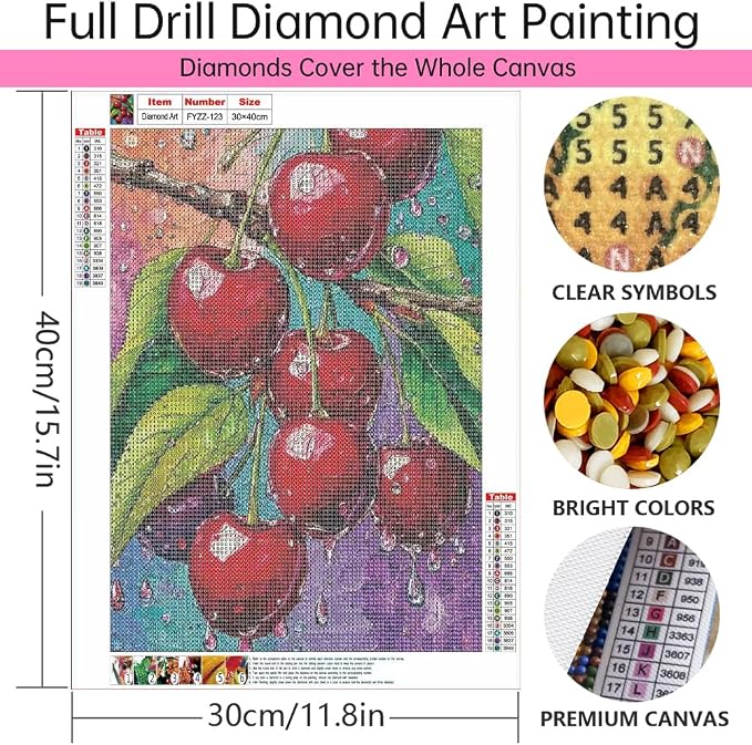 VICESESE Red Cherries with Water Drops Diamond Painting Kits - Image 4