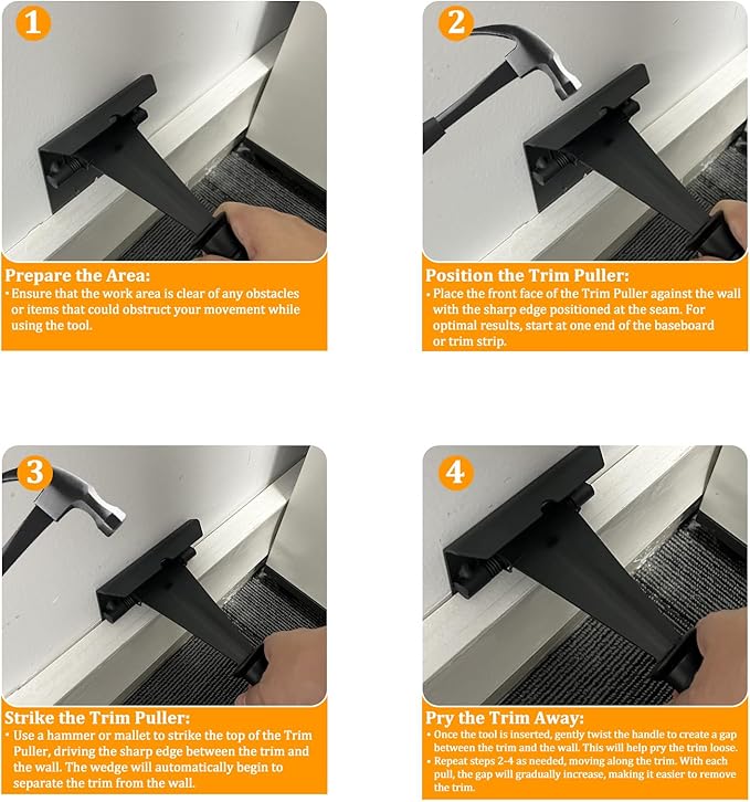 NEO-TEC Trim Puller 4-Inch Molding Remover for No-damage the surface Multi-Function Removal Tool Pry Bar Nail Puller for Commercial Work, Flooring, Baseboard and Molding Removal