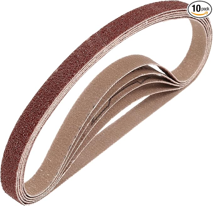 HARFINGTON 3/8 x 21 Inch Sanding Belts, 10 Pcs 40 Grits Aluminum Oxide Abrasive Belt Sander File Belt for Woodworking, Metal Polishing, Knife Sharpener