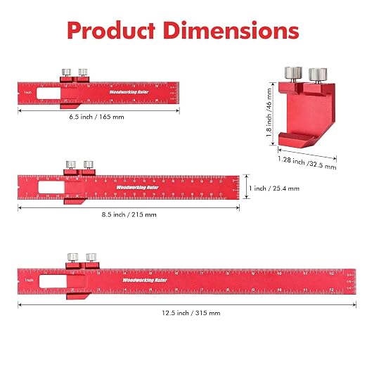 3PCS Woodworking Ruler Set, Precision Measuring Tool - Image 2