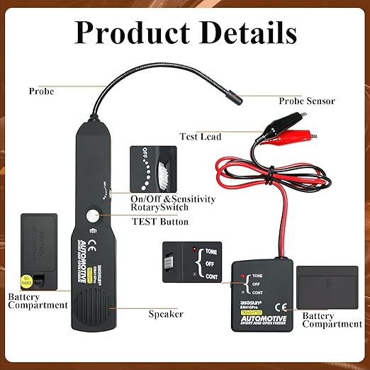 Automotive Electrical Open and Short Finder Circuit Tester Wire Tracker Circuit Breaker Finder DC 6-42V Probe Automotive Circuit Tracer Car Diagnostic for Car, Boat, Trailer EM415 Pro