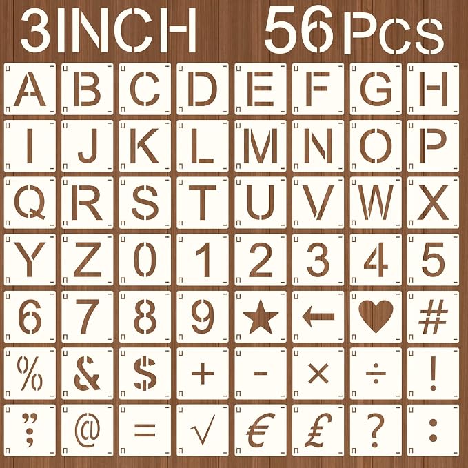 Augshy 3 Inch Letter Stencils Symbol, Rock Chalkboard, Signage DIY School Art by Augshy