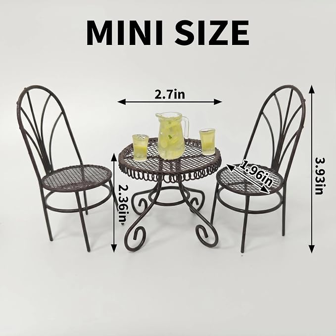 6 PCS Dollhouse Miniature Bistro Table & Chairs Set - Image 7