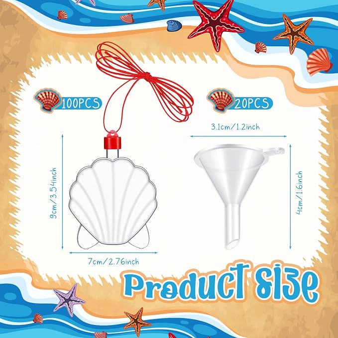 Tanlade 100 Pcs Shell Shaped Sand Art Bottle Necklaces - Image 2