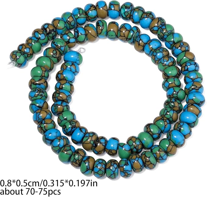Songxi 5x8mm Natural Flower Malachite Stone Rondelle Beads, Gemstone - Image 2