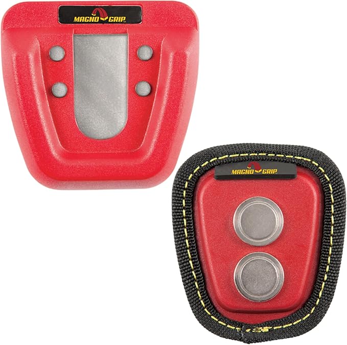 MagnoGrip 002-290 Quick Snap Magnetic Tape Measure Holder - Heavy-Duty, Durable, Hands-Free Magnetic Holder for Construction, Carpentry, & Tool Belts - Ideal for Professionals & DIY Enthusiasts, Red