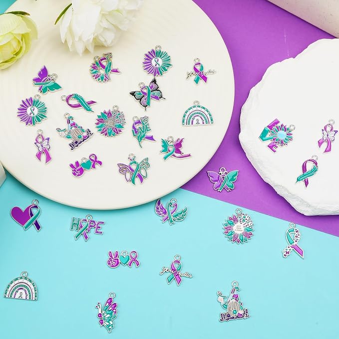 MARFOREVER 40 Pcs/20 Pairs Suicide Awareness Charms, Suicide Prevention Charms - Image 3