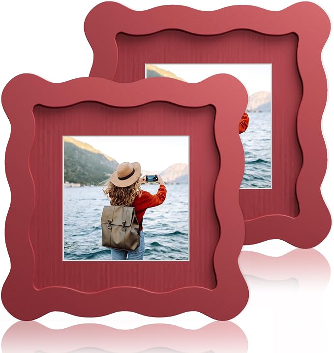 4x4 Wavy Picture Frame With Mat by Unknown