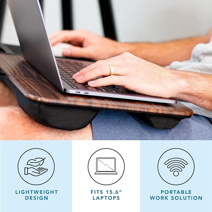 LAPGEAR Home Office Lap Desk – Espresso Woodgrain, Fits 15.6” Laptops - Image 2