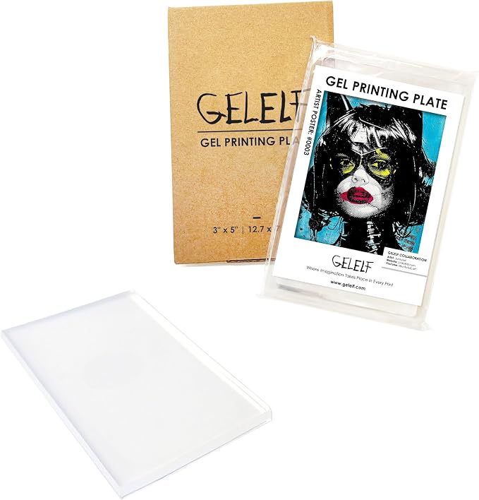 Upgraded Gel Printing Plate No Aging & Bubbling, Mini Size 3" x 5" Reusable Gel by GELELF