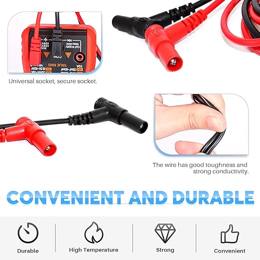 2PCS 1000V 20A multimeter Leads & 2PC 1000V 10A Crocodile Clips Multimeter Test Leads (2)