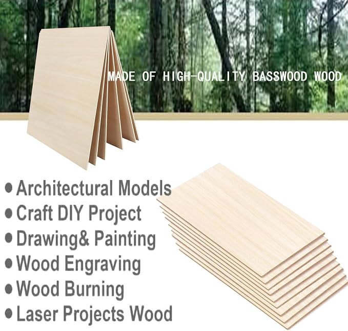 12 Pack Basswood Sheets for Crafts 12x18 Inch, 2mm Basswood for Laser Cutting & - Image 3