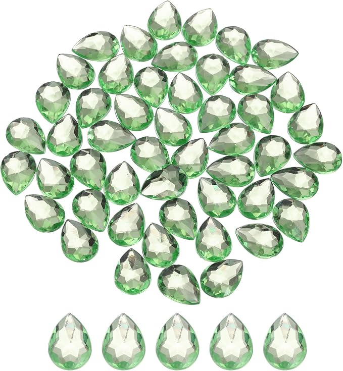MECCANIXITY 50PCS Flat Back Acrylic Teardrop Gems 18x25mm Artificial Rhinestones by MECCANIXITY