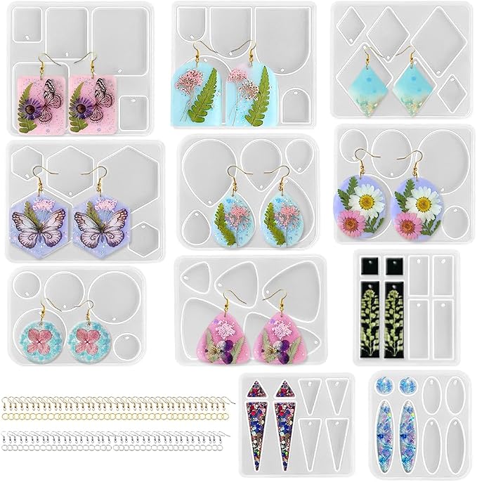 ResinWorld Earrings Molds with Varieties of Shapes and Sizes, Stud Dangle Drop by ResinWorld