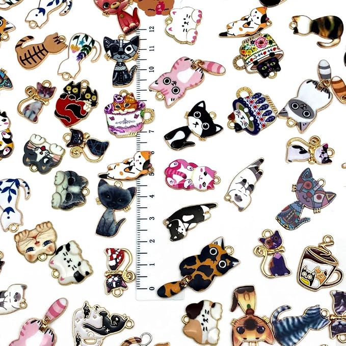 WOCRAFT 120pc Assorted Enamel Bracelet Cat Charms - Image 3
