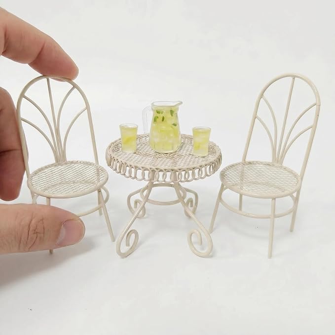 6 PCS Dollhouse Miniature Bistro Table & Chairs Set by Makeeverychoiceabeautiful
