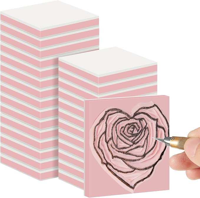 Frienda 24 Pcs 2" x 2" Rubber Carving Blocks Linoleum Blocks by Frienda