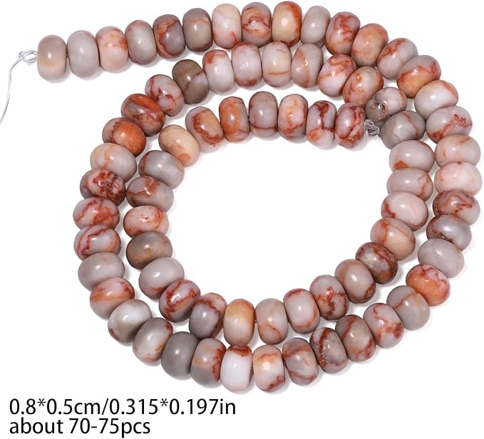Songxi 5x8mm Natural Red Network Stone Rondelle Beads, Gemstone - Image 2
