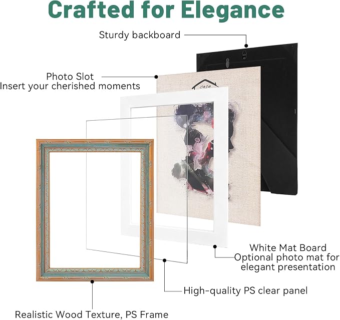 11x14 Vintage Picture Frame, Antique Picture Frames, Retro Design 11 x 14 - Image 2