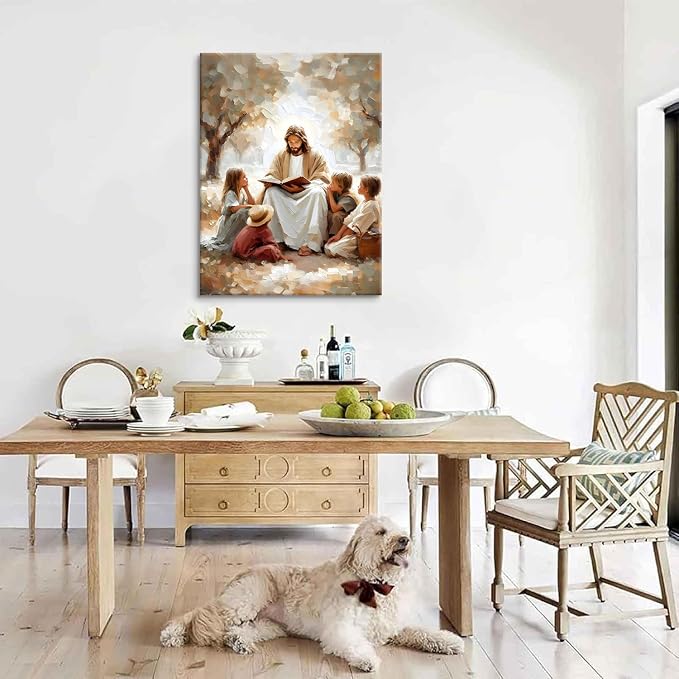 Jesus With Children Canvas Wall Art, 16x24in | Jesus Teaching Children Picture - Image 6