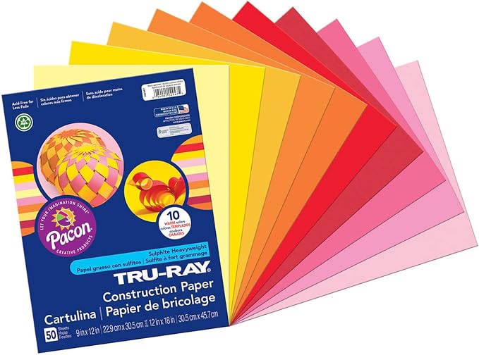 Tru-Ray Heavyweight Construction Paper, Cool Assorted Colors, 50 Sheets & - Image 5