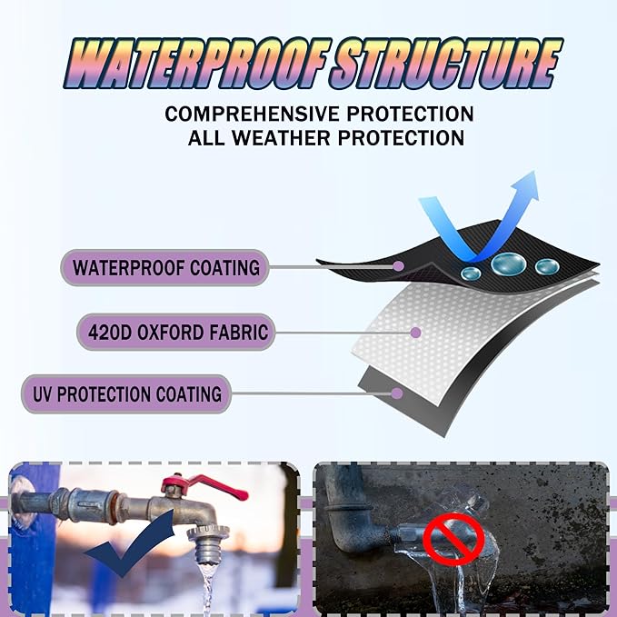 Outdoor Faucet Cover for Winter - Pro 7.1"W x 9.8"H - 4 PACK Outdoor Water Faucet Cover Socks for Winter Freeze Protection Pipe Insulation Reusable Waterproof Insulated Spigot backflow Cover - Black